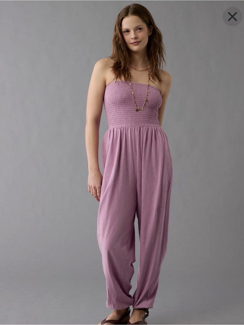Sunchaser smocked knit jumpsuit